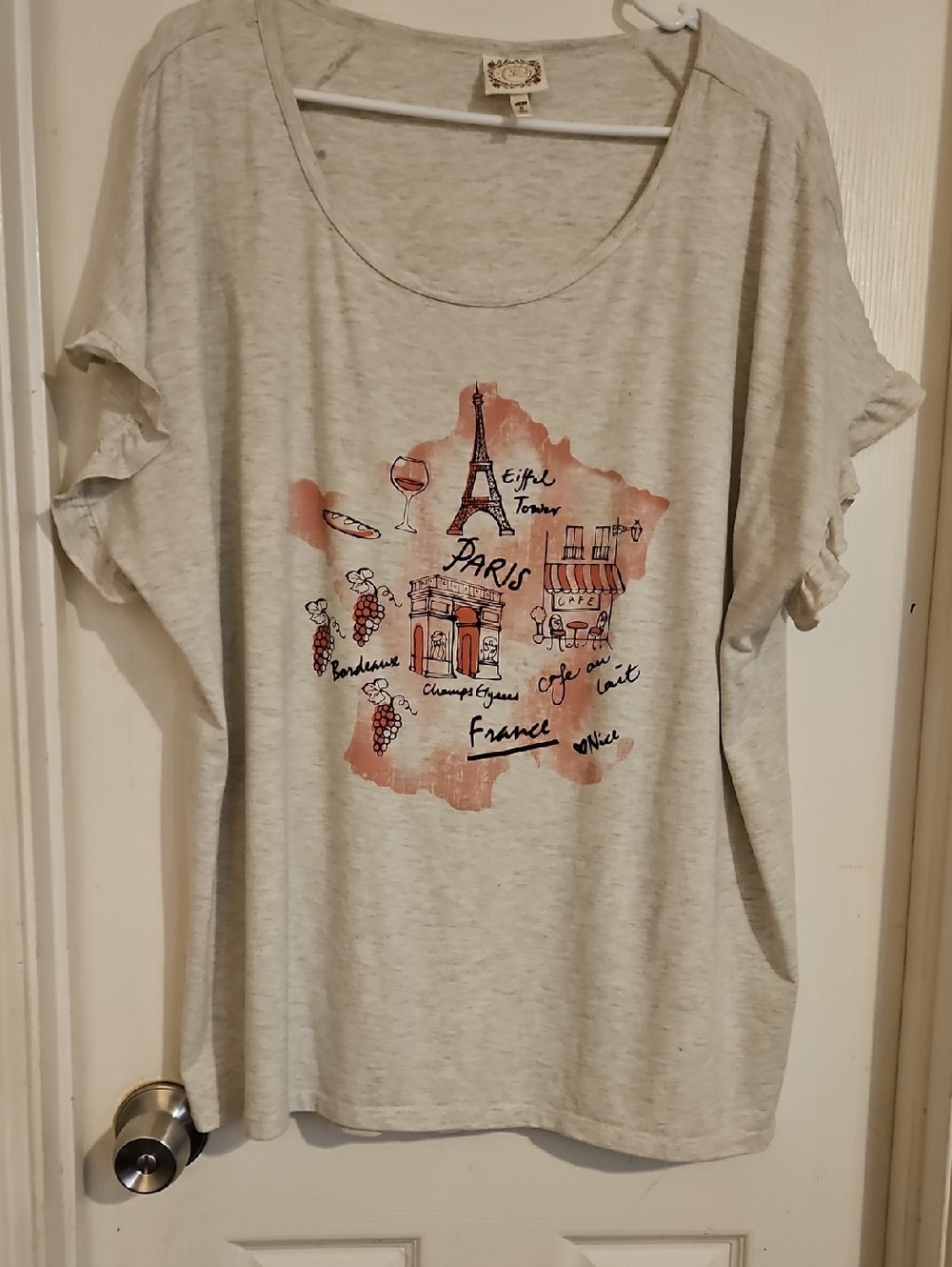 Light Heather Gray Paris Graphic Tee